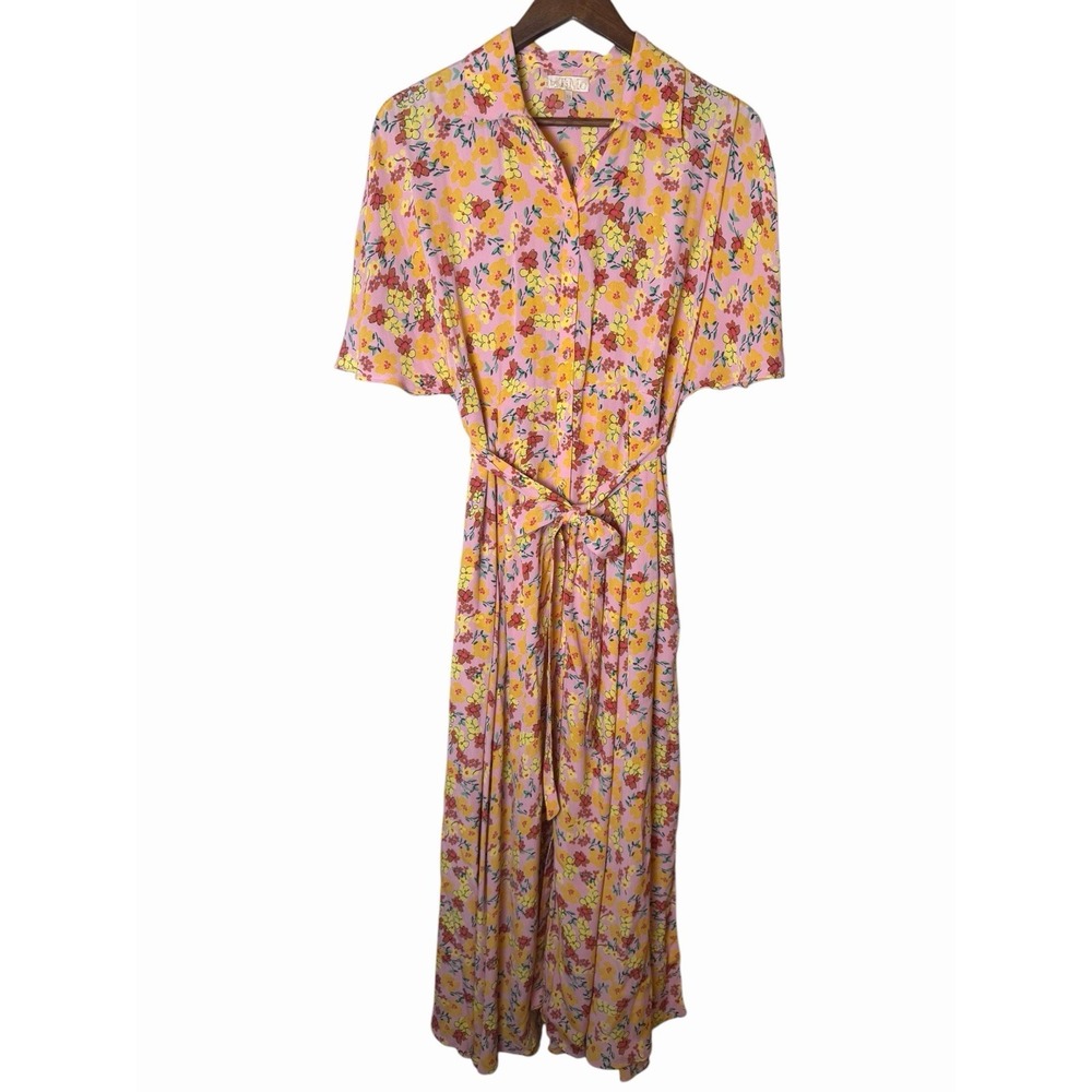 byTimo Floral Print Tie-waist Maxi Dress In Lemon Charm, XS $250